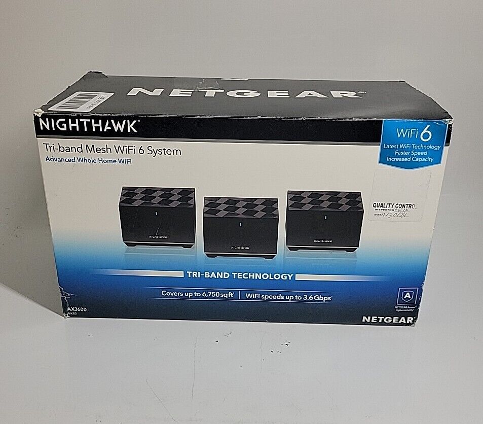 NETGEAR Nighthawk AX3600 MK83 3600Mbps WiFi 6 Tri-Band Mesh Router & Satellites