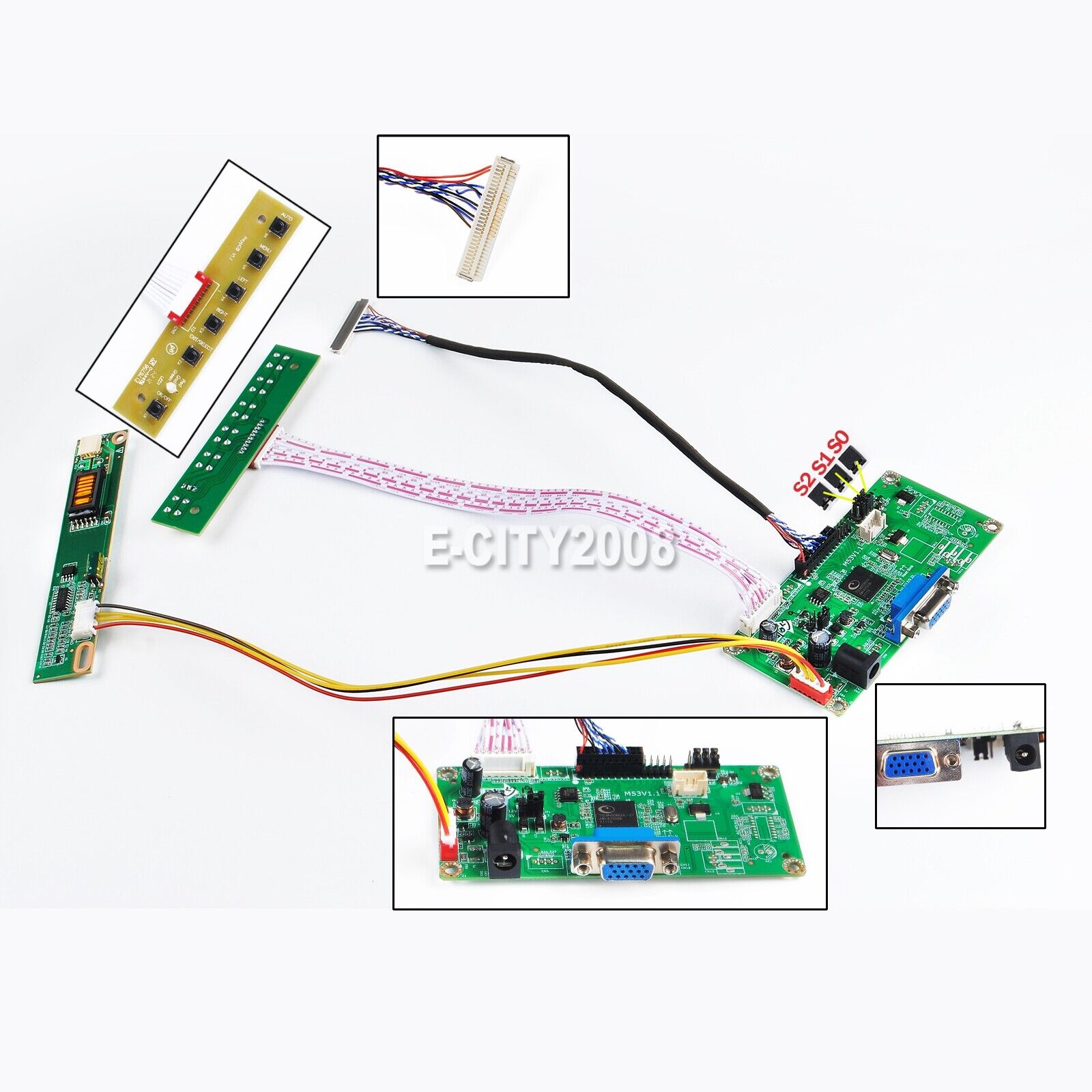 VGA LCD Controller Board Monitor DIY Kit For LP141WX3-TLN1 CCFL 30Pin US Seller