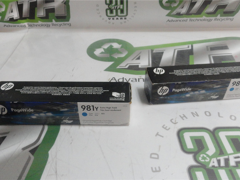 Lot of 2 HP 981Y LOR13A Cyan Ink Cartridges - Genuine, New, 
