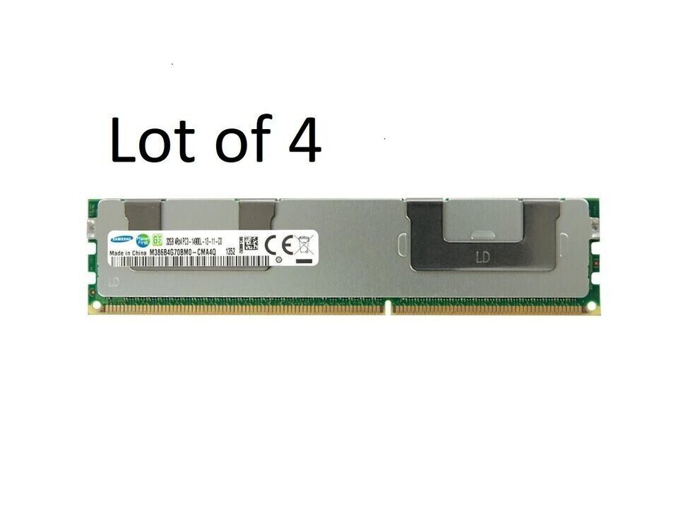 Lot of 4 SAMSUNG 32GB 4Rx4 PC3L-12800L DDR3 SERVER MEMORY M386B4G70BM0-YK0
