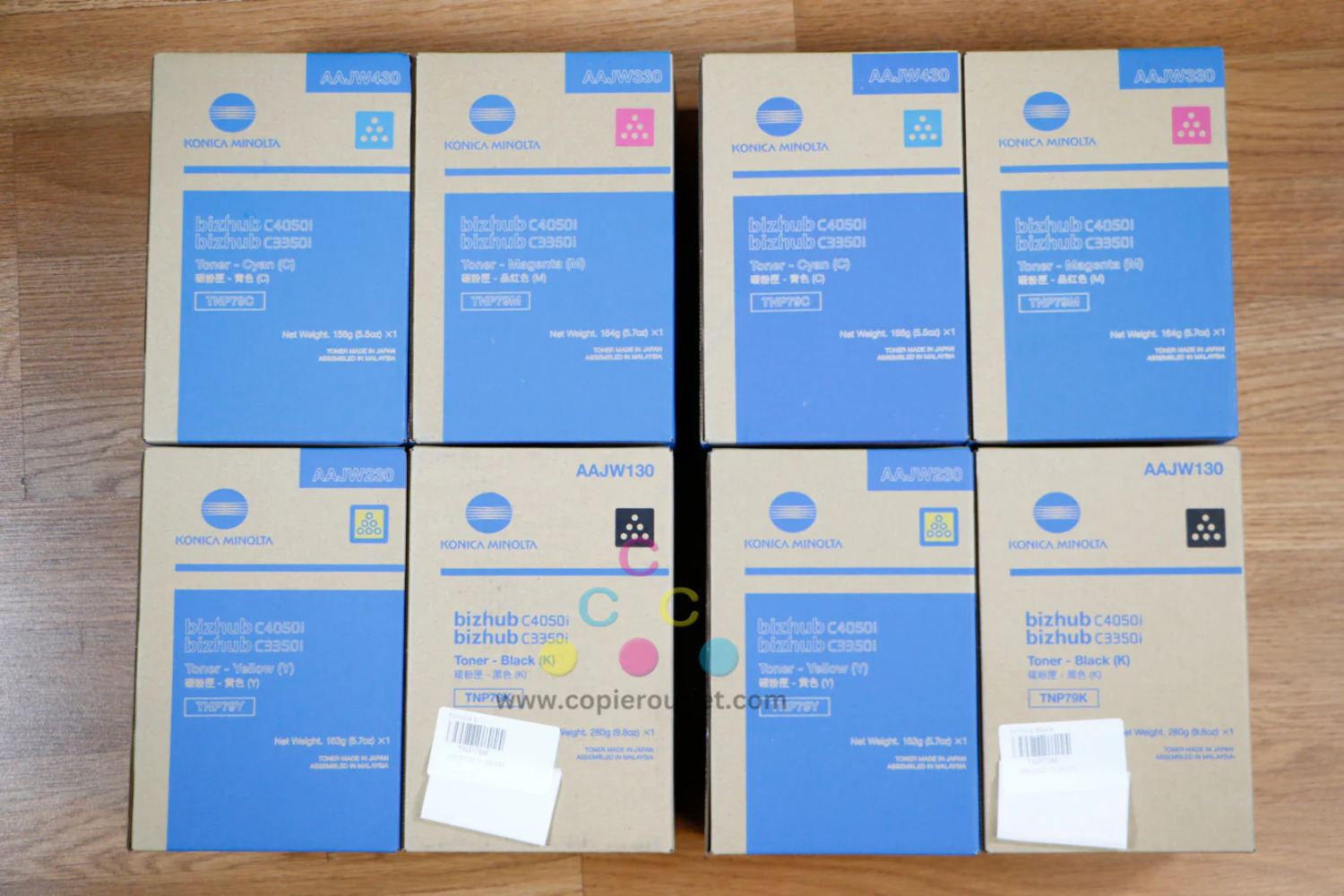 2 Genuine Konica Minolta TNP79 CMYK Toner Cartridge Sets BizHub C4050i C3350i 
