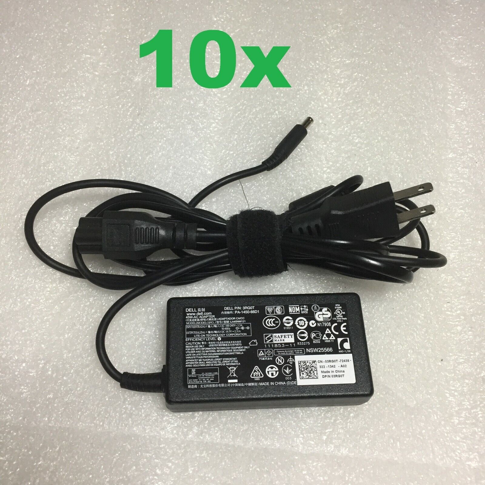 Lot of 10 Genuine Dell 45W AC Adapter Charger 4.0mm*3.0mm Small Tip 