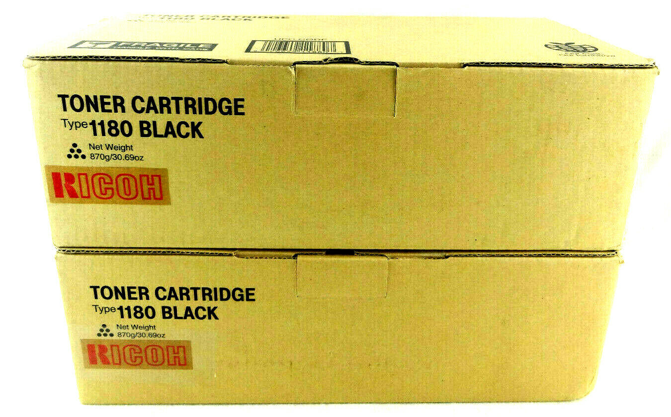 Qty. 2 - Ricoh Type 1180 Black Toner Cartridge OEM New Genuine 
