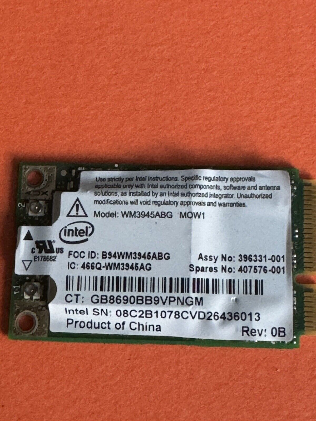 WM3945ABG MOW1 Intel Laptop PRO Wireless WIFI Card