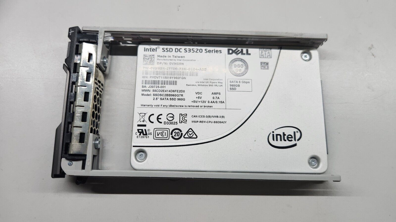 Dell VXG5N Intel DC S3520 SSDSC2BB960G7R 960GB 6G SATA 2.5