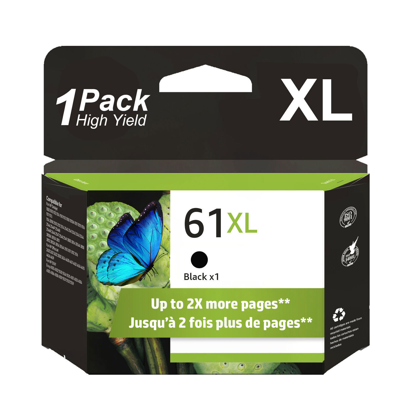 61 XL Black Color Ink Cartridges For HP ENVY 4500 4501 4502 4504 5530 5531 5535