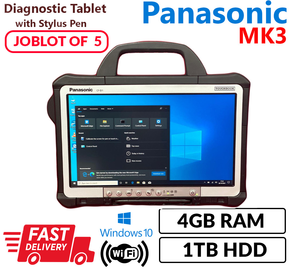 JOBLOT OF 5 PANASONIC MK3 TOUGHBOOK CF-D1 4GB 1TB SSD CORE i5 6TH GENERATION