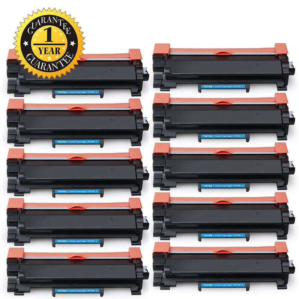10 Pack TN760 Toner for Brother TN730 High Yield Black MFC-L2710D With CHIP
