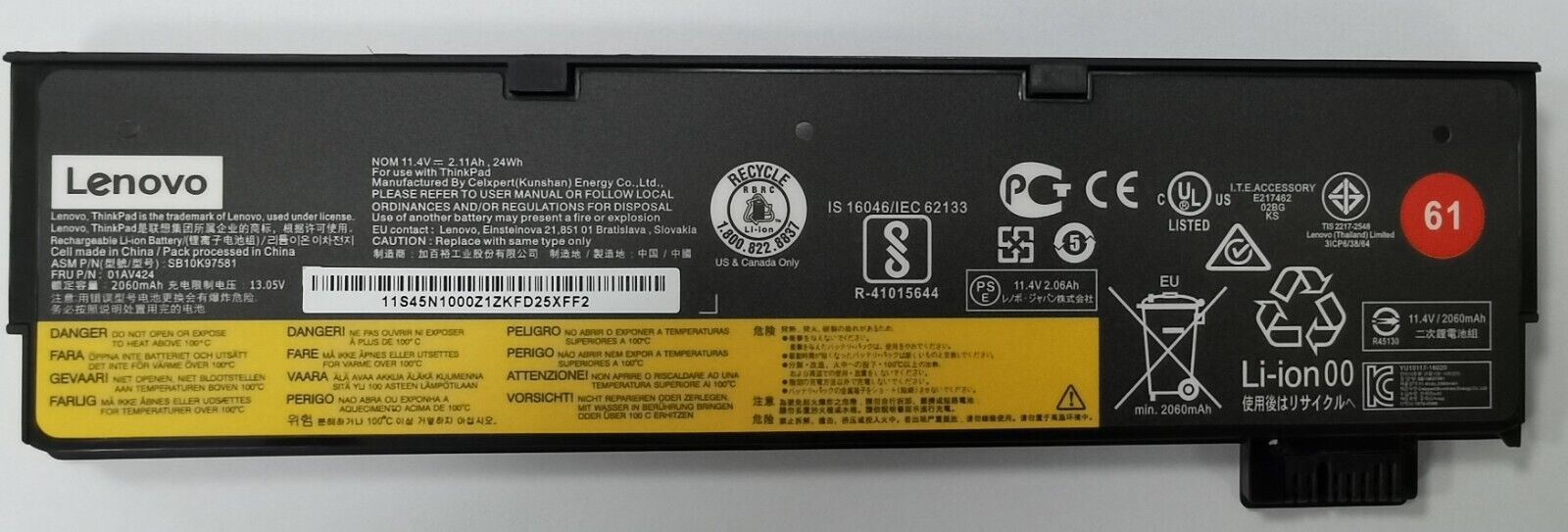 61 Genuine 01AV422 01AV423 01AV424 Battery for Lenovo ThinkPad T470 T480 series