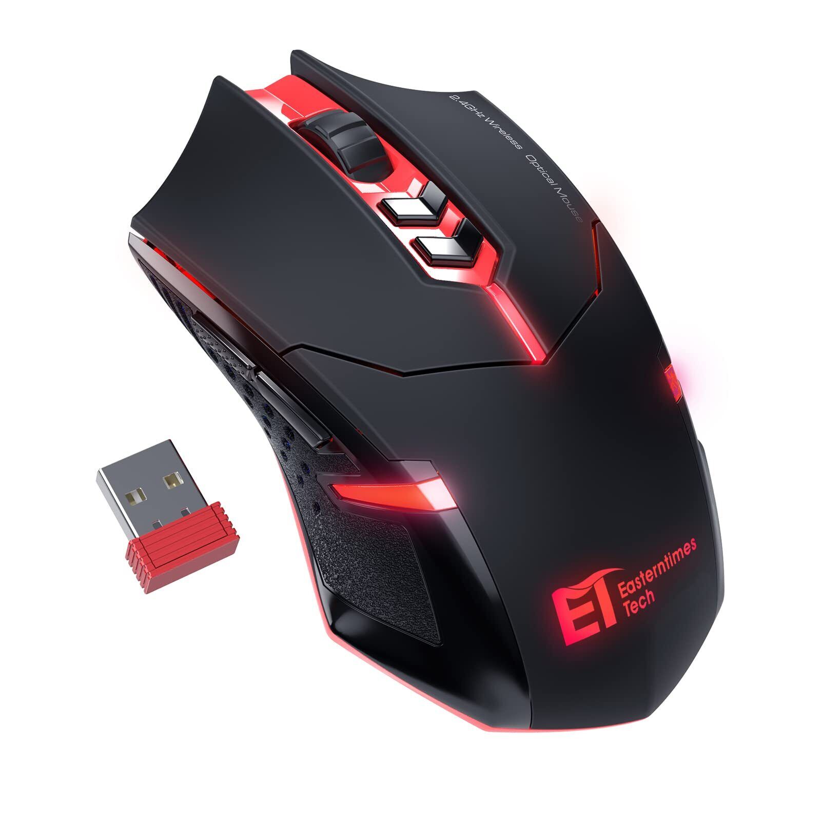 Wireless Gaming Mouse- USB Cordless PC Accessories Computer Mice with Red LED...