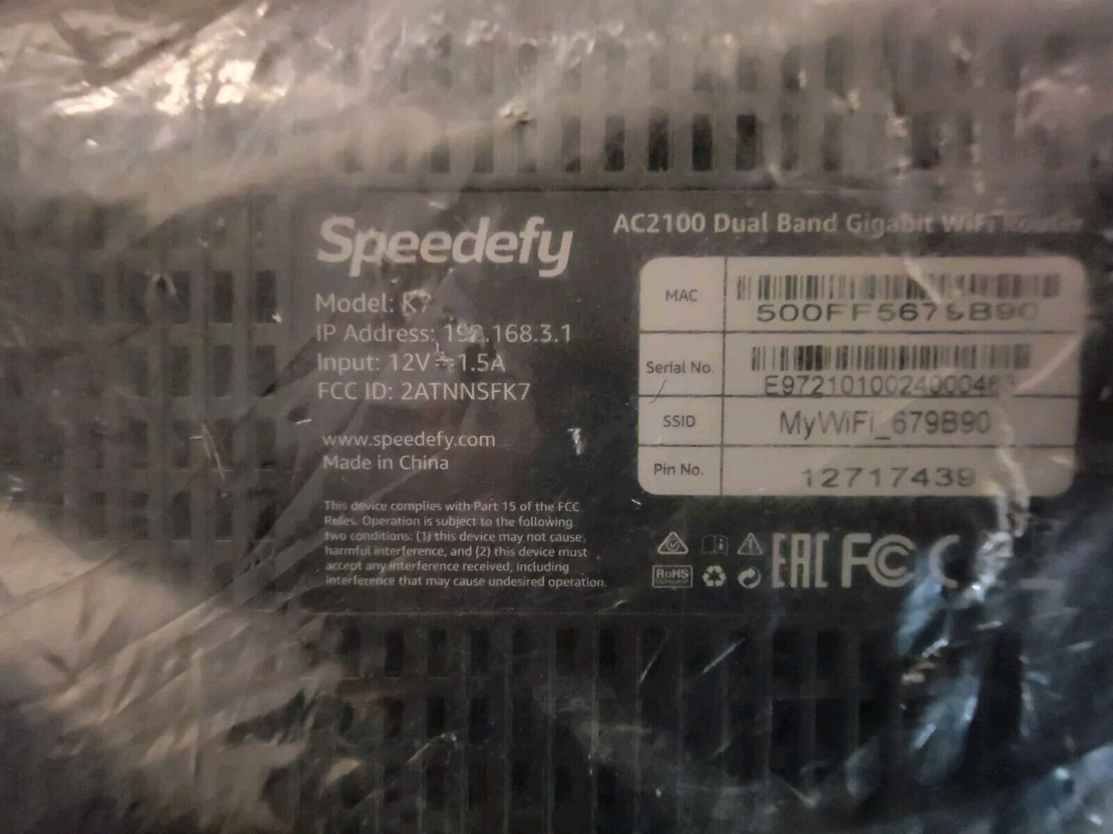Speedefy AC2100 Smart WiFi Router, Dual Band, Model K7 