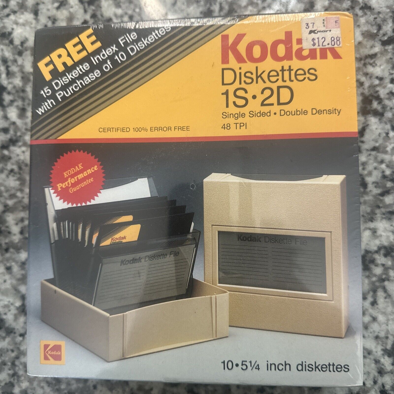 1986 New Sealed KODAK 2S - 2D 5 1/4 Diskettes Double Sided Double Density Floppy