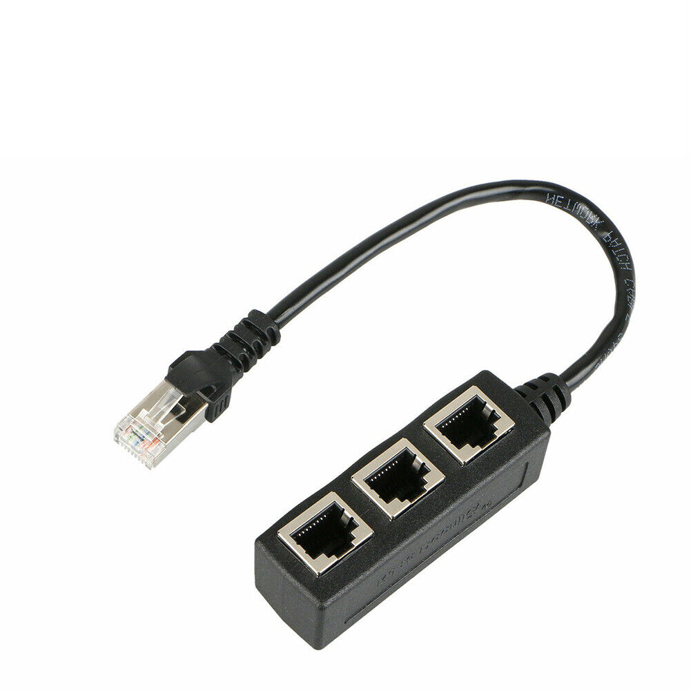 US 1-2 Pack RJ45 Cable Splitter Ethernet Adapter 1 To 3 Port LAN Network Plug