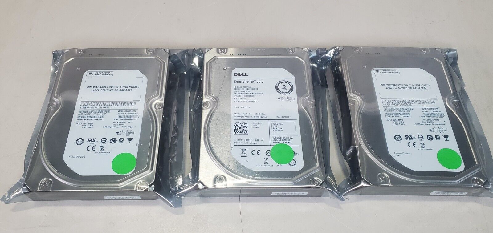 (Lot of 3) Seagate/Dell ST33000650SS Constellation ES.2 3TB SAS 6G 64MB 3.5
