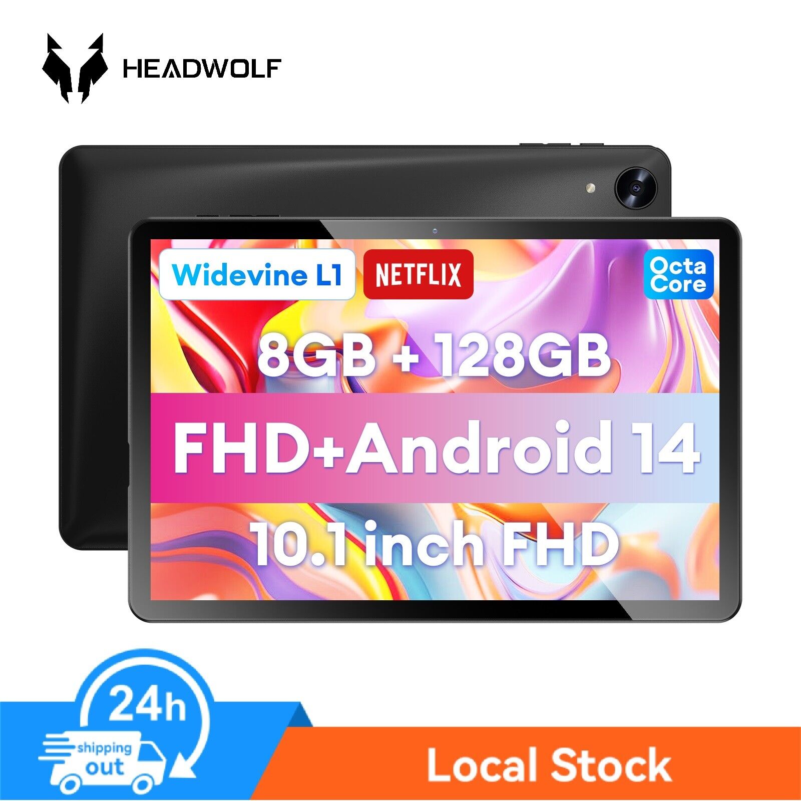 Headwolf 10inch Tablets 8GB RAM + 128GB T606 Octa Core WiFi Tablet PC Android 14