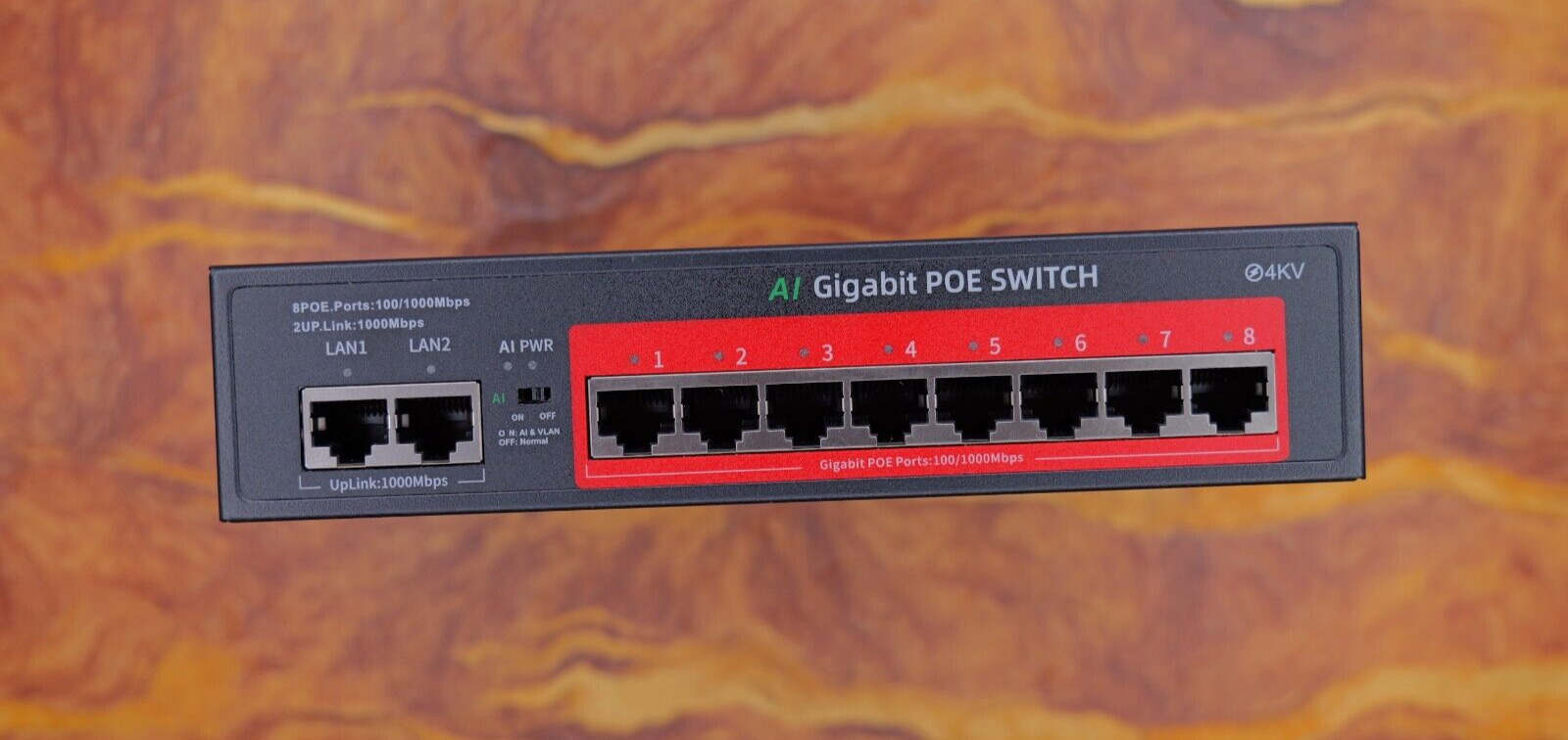 STEAMEMO Poe Switch 8 * 1000 Mbps PoE  Port, 2 * 1000 mbps LAN/Uplink GP0E208 V6