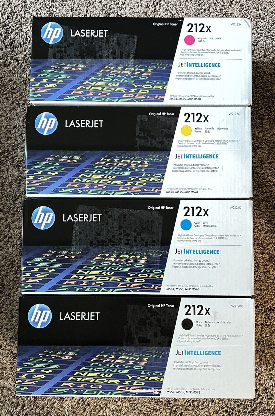 Set 4 Genuine Sealed HP 212X W2120XC W2121XC W2122XC W2123XC Toner Cartridges