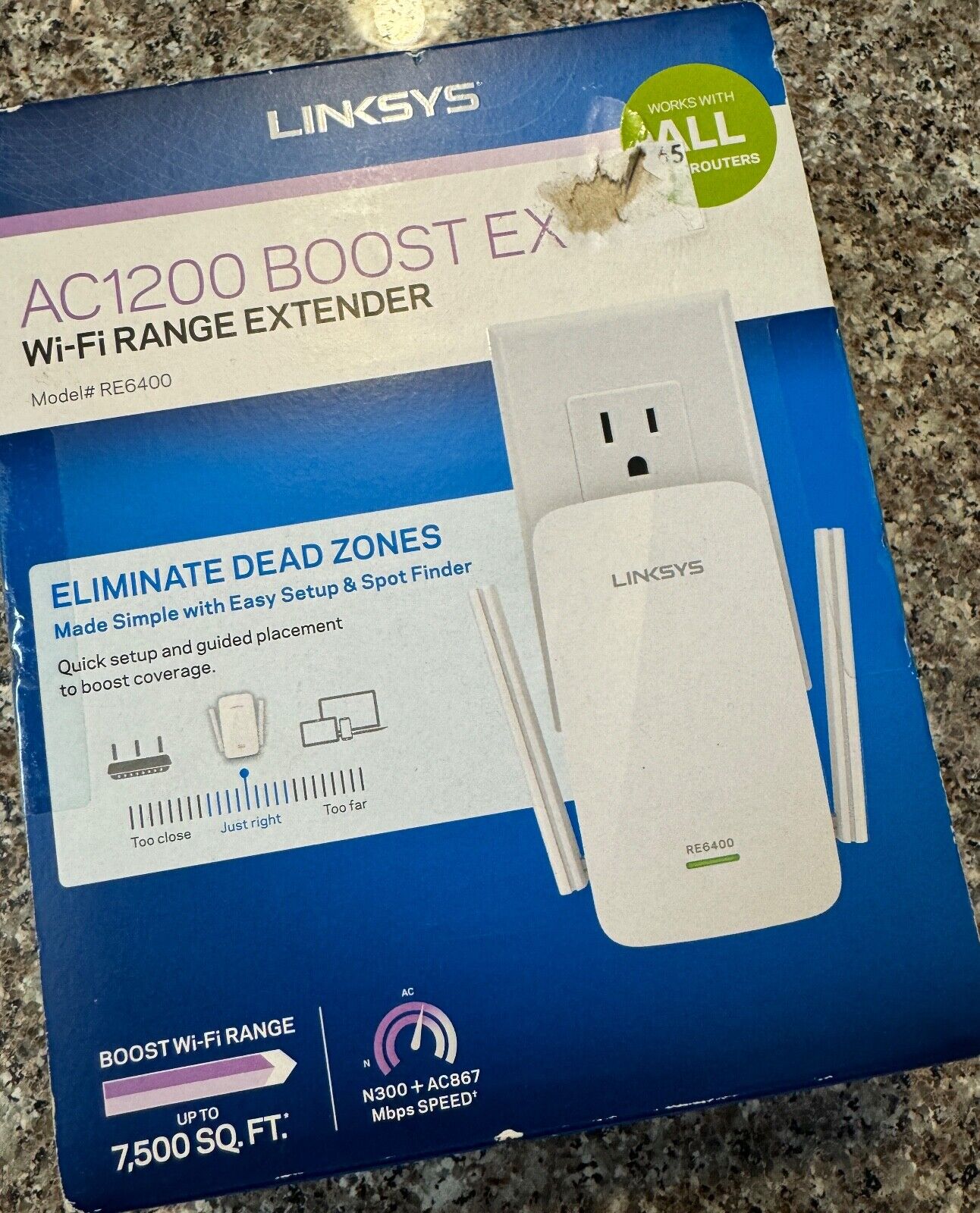 Linksys AC1200 Boost EX Dual-Band Wi-Fi Range Extender (RE6400) - NEW & SEALED