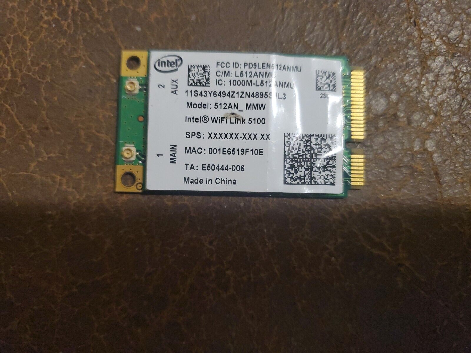 Intel 512AN_MMW WiFi Link 5100 IEEE 802.11 AGN Mini PCI-E Laptop Wireless Card