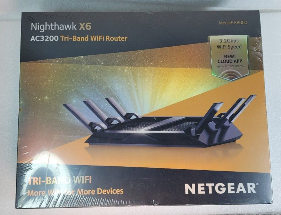 NETGEAR Nighthawk X6 AC3200 Tri-Band WiFi Router R8000-100NAS Brand New Sealed
