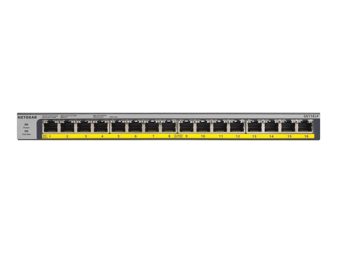 NETGEAR 16-Port PoE / PoE+ Gigabit Ethernet Unmanaged Switch with 76W PoE Budget