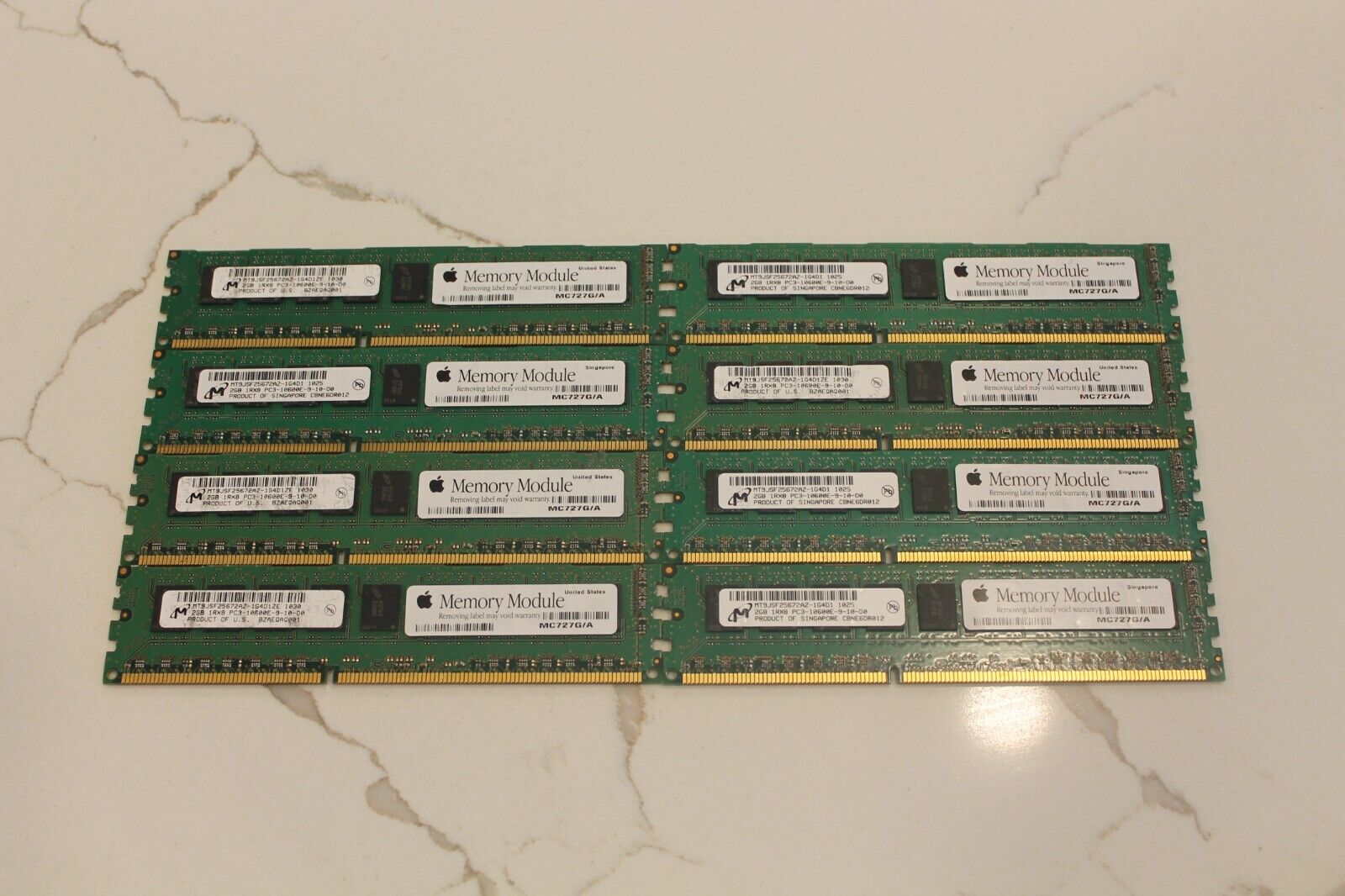 Apple Memory modual 2GB MC727G/A PC3-10600E MT9JSF25672AZ job lot of 8 sticks
