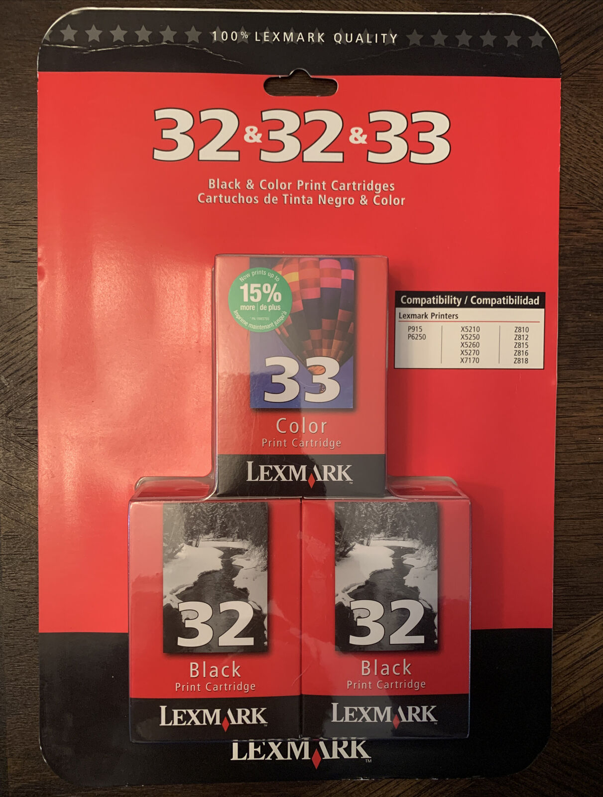 LEXMARK 32 32 33 Black & Color Ink Cartridges Factory Sealed New In Box Combo