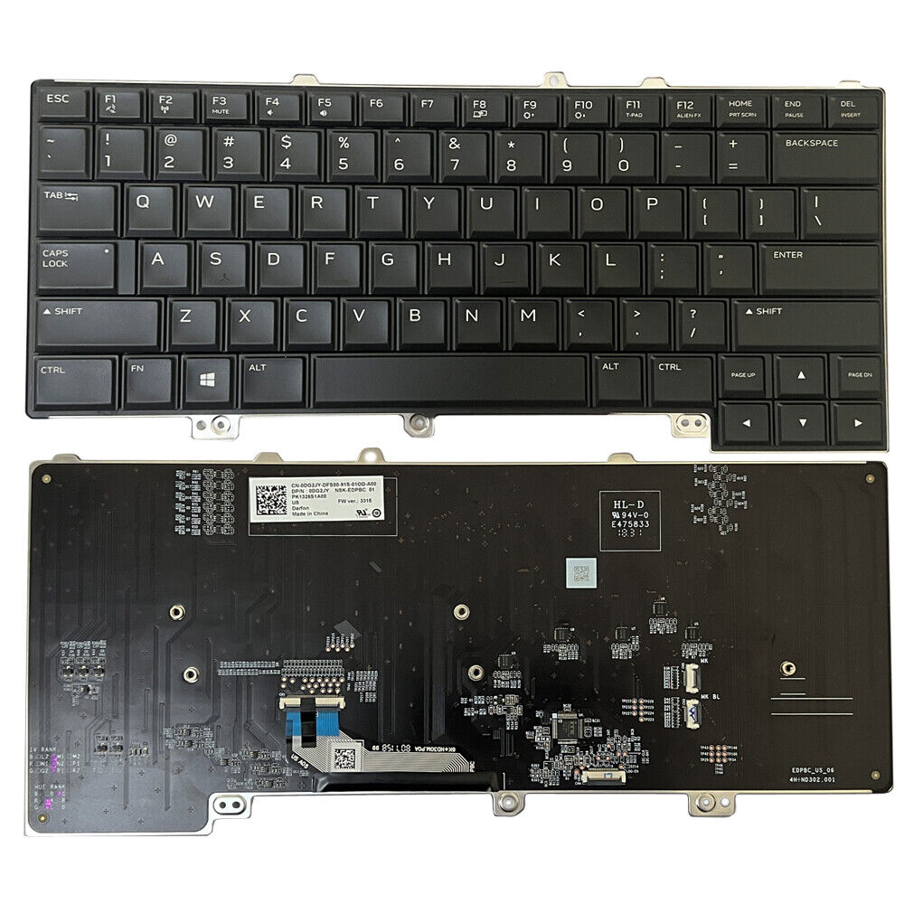 1PCS Backlit Colorful Keyboard US for DELL Alienware 15 R4 RGB 0DG2JY PK1326S1A0