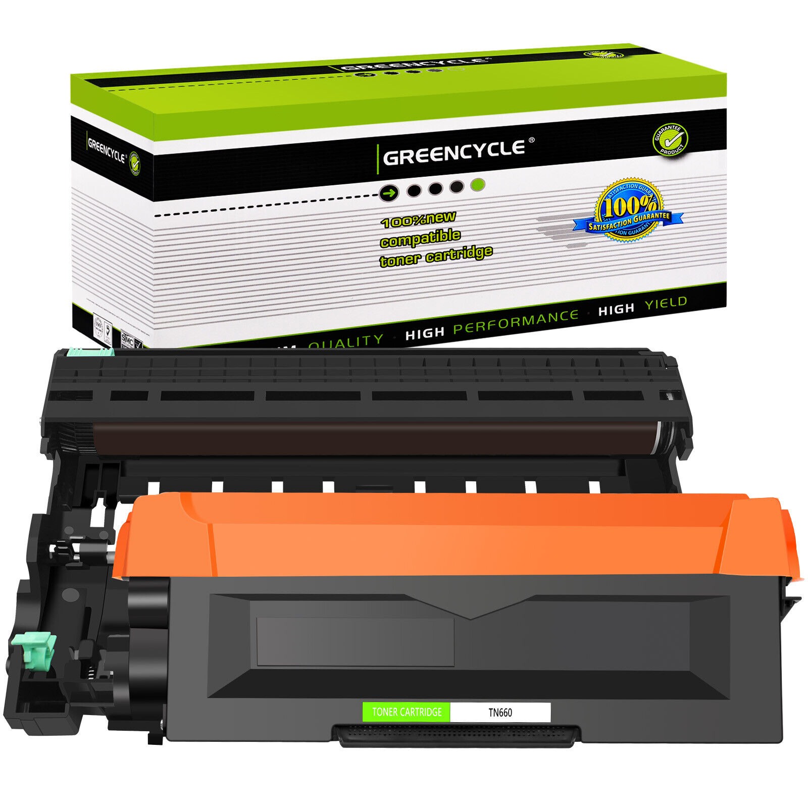 GREENCYCLE 1pk TN660 630 Toner+ 1pk DR630 Drum For Brother MFC-L2700DW L2540DW