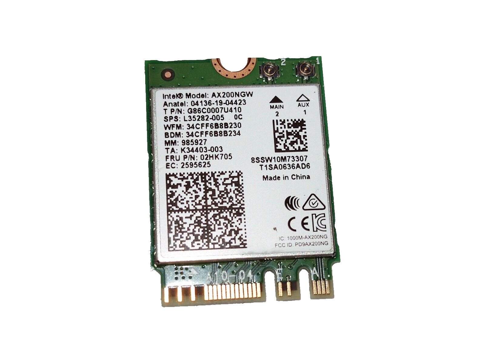 INTEL AX200NGW WI-FI 6 AX200 M.2 2230 PCI-E WLAN BT 5.2 WIFI CARD Asus x421 x521
