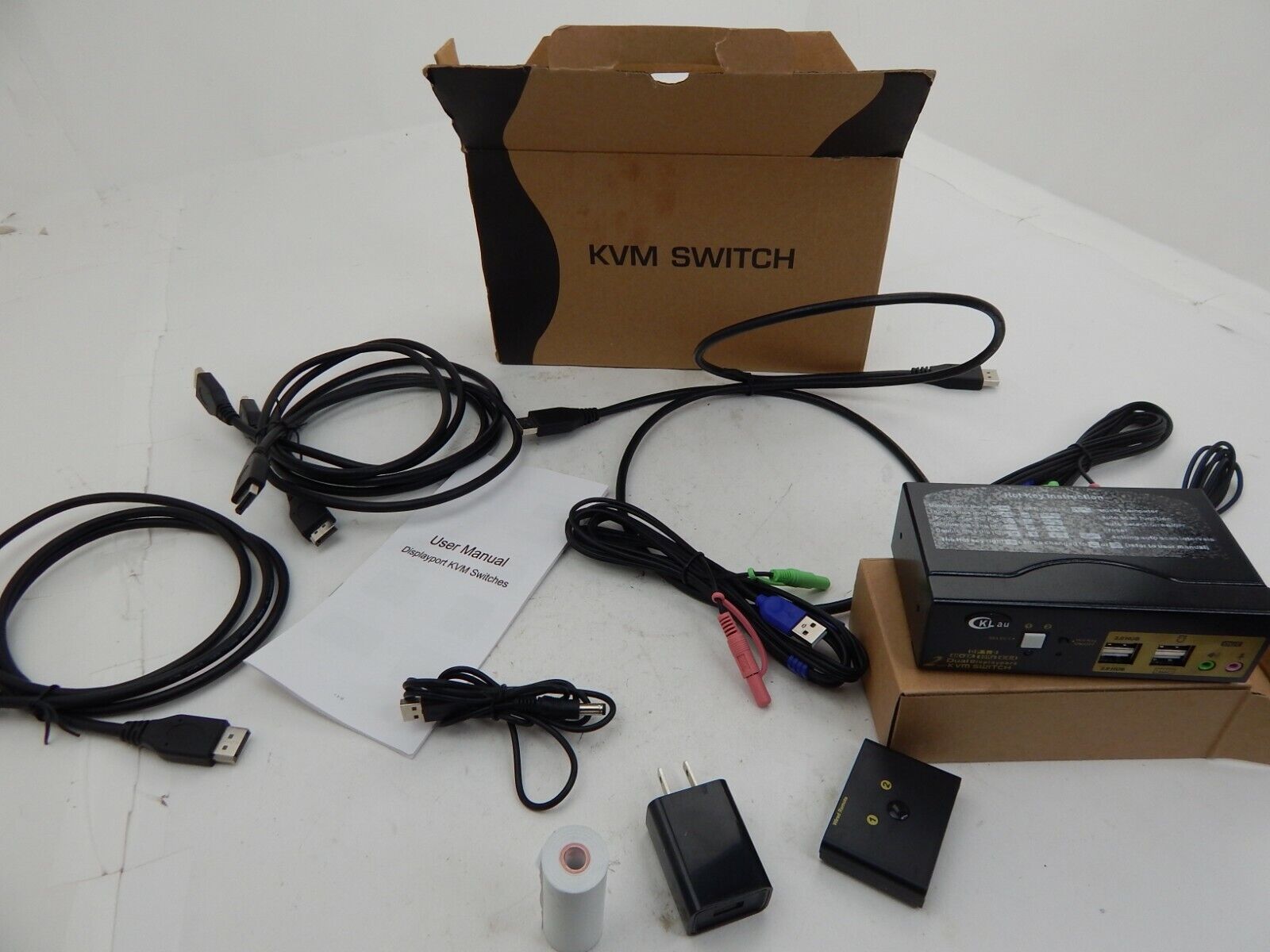 CKLau 2 Port Dual Monitor Displayport KVM Switch DP KVM Switch with Audio USB...