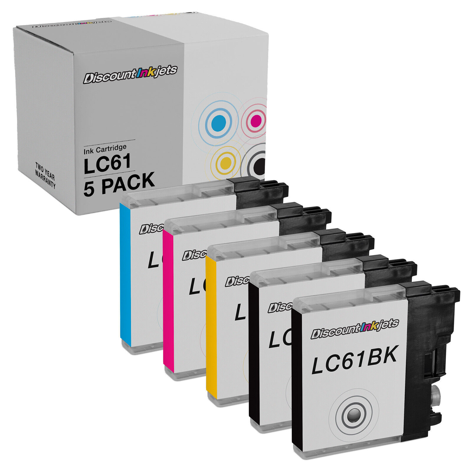 5PK Compatible LC61 BLACK COLOR Inkjet Cartridge for Brother MFC-490CW MFC-5490C