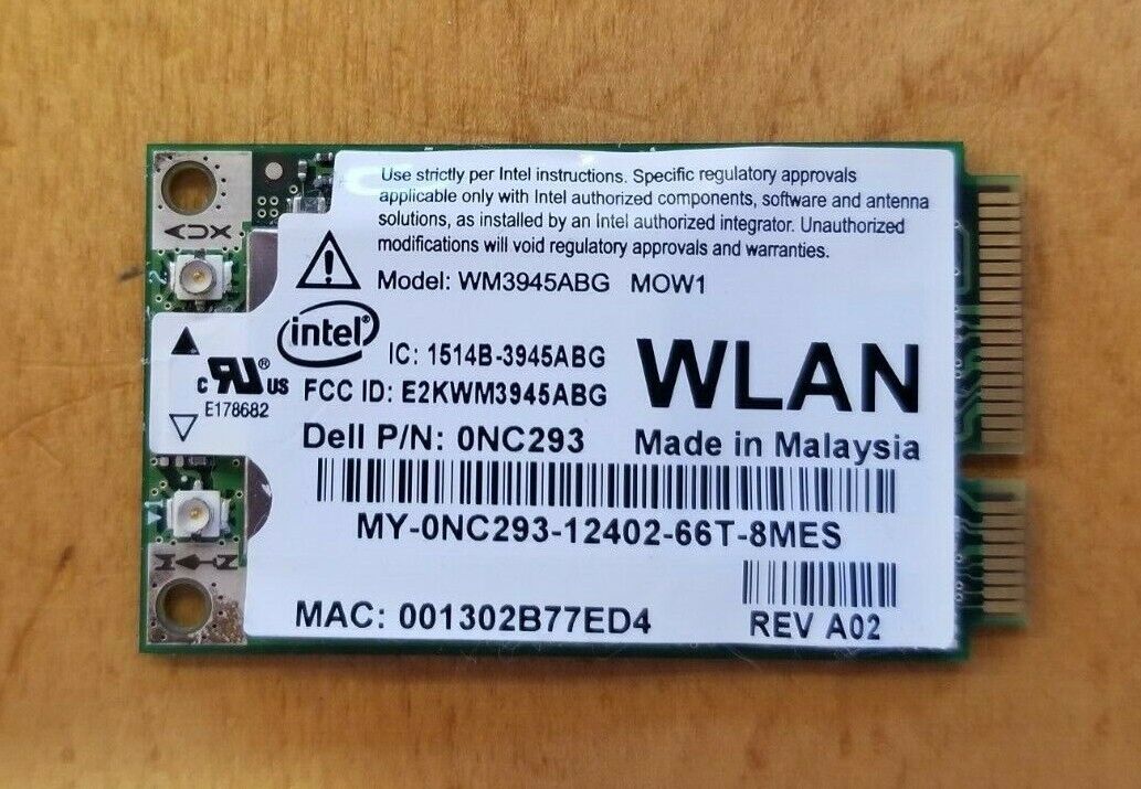 OEM Intel Pro IBM WM3945ABG MOW1 wifi mini card PCI CARD 3945ABG Dell P/N 0NC293