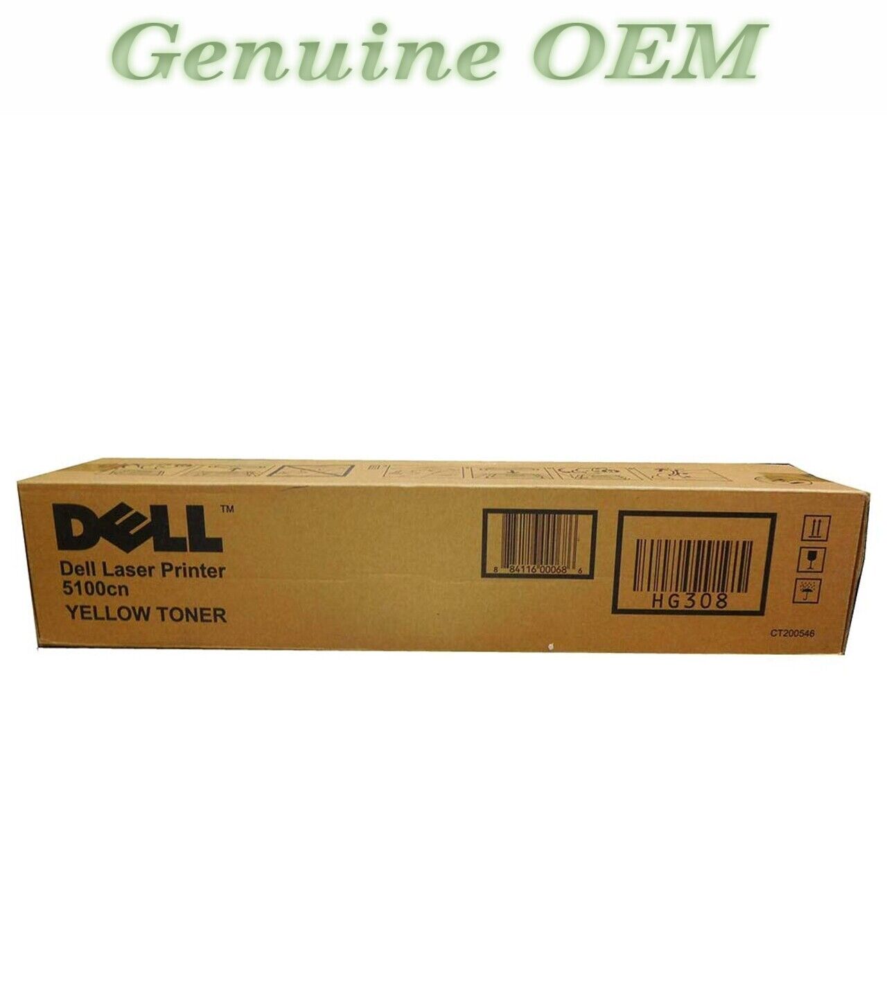 HG308 Original OEM Dell Toner Cartridge, Yellow High Yield Genuine Sealed