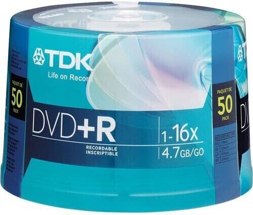 TDK 48519 DVD+R 16X 4.7GB 50-pk Spindle - NEW - Retail