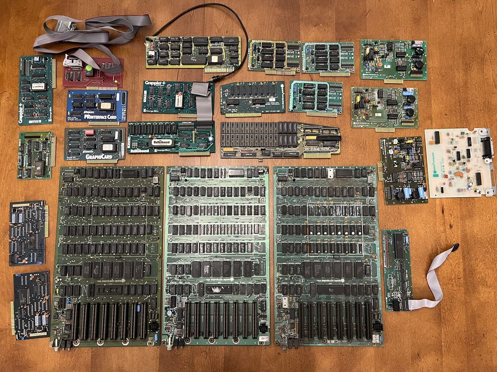 Large Lot Of Apple II Plus Motherboards RAM Disk II Analog Card Parts Or Repair