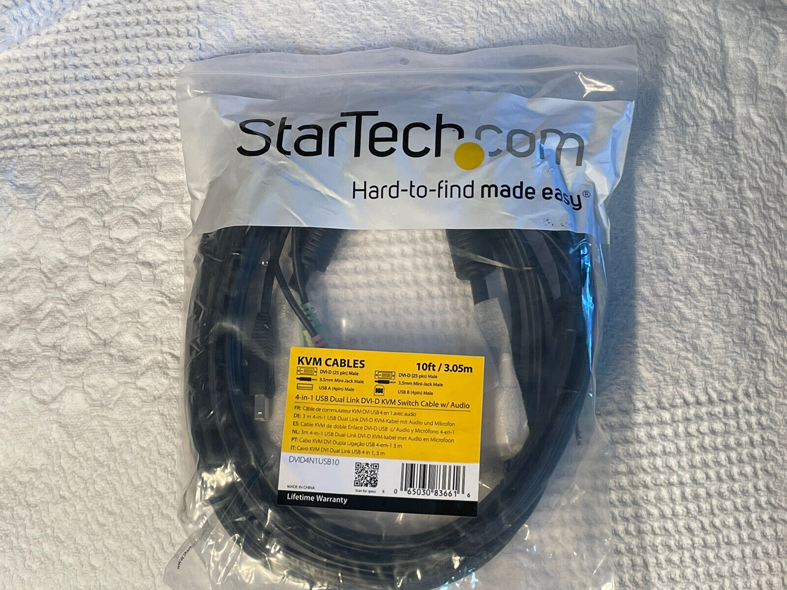 StarTech.com ~4 In 1 USB Dual Link DVI-D KVM Switch Cable W/Audio~ 10 Foot New