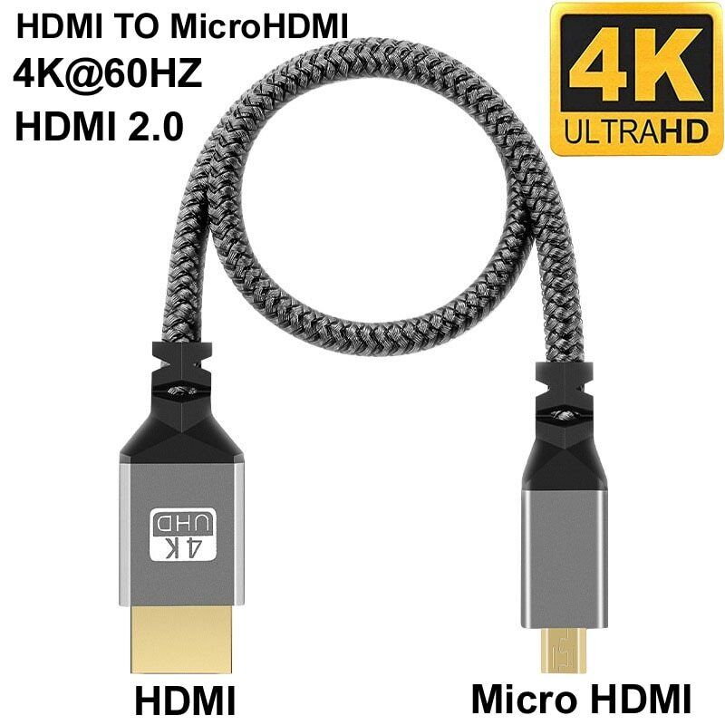 TPU HD 1080P Compatible MicroHDMI TO HDMI Extension Cable for Camera Projection