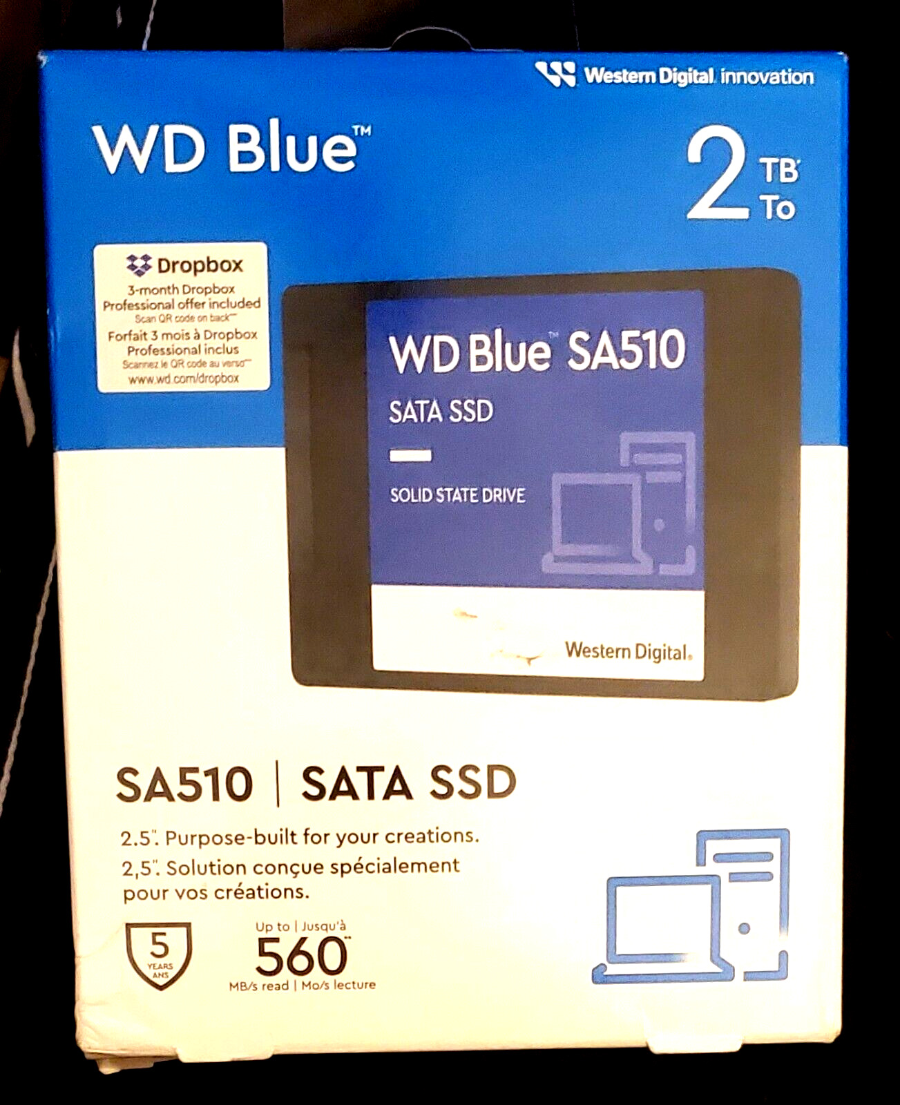 WD Blue 2TB SA510 SATA Internal Solid-State Drive - Blue (New) - FAST SHIPPING