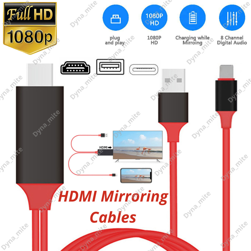 HDMI Mirroring Cable Phone AV to TV HDTV Adapter 1080P for iPhone 13 12 11 SE XR