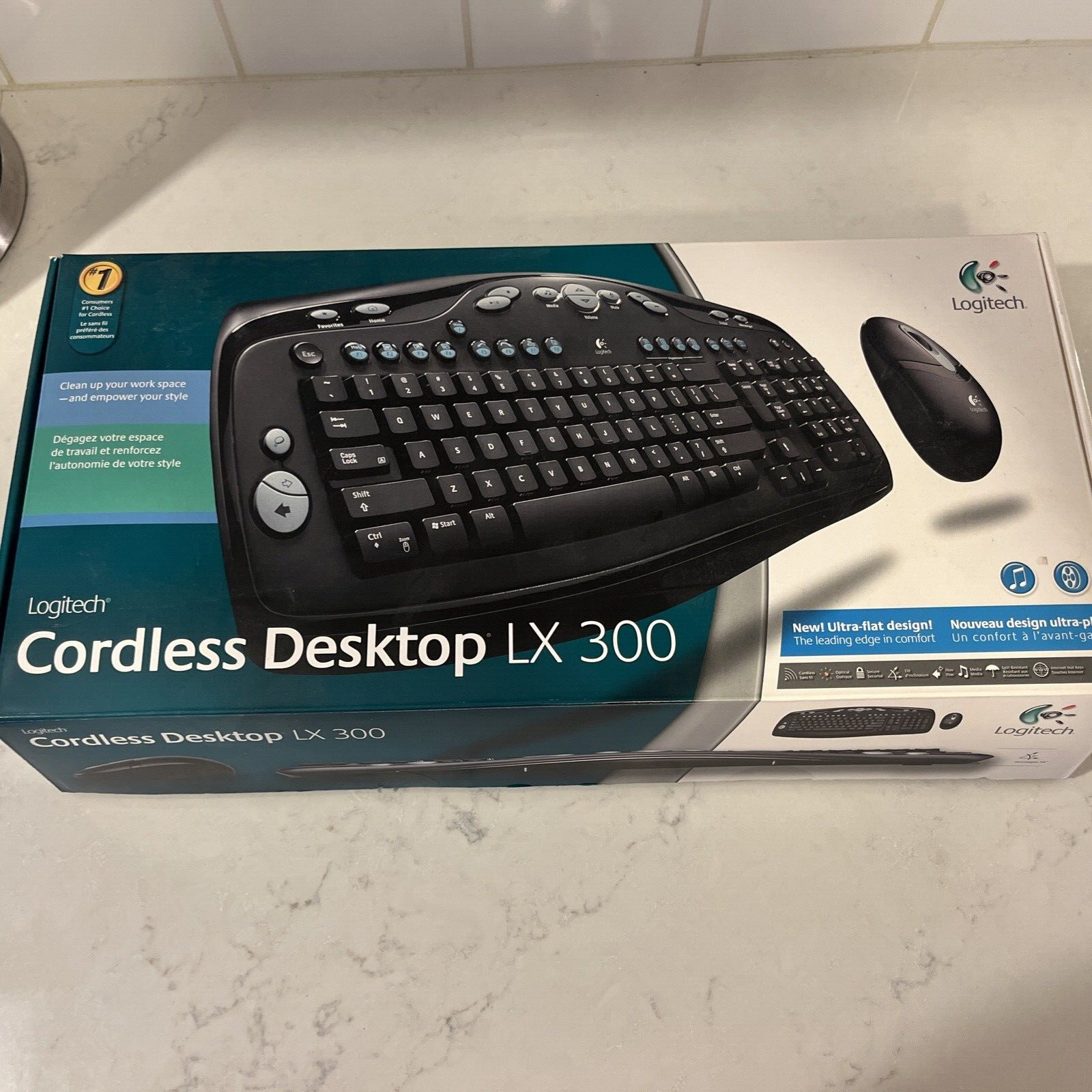 New Logitech Cordless Desktop LX 300 Keyboard & Mouse, Ultra-flat design