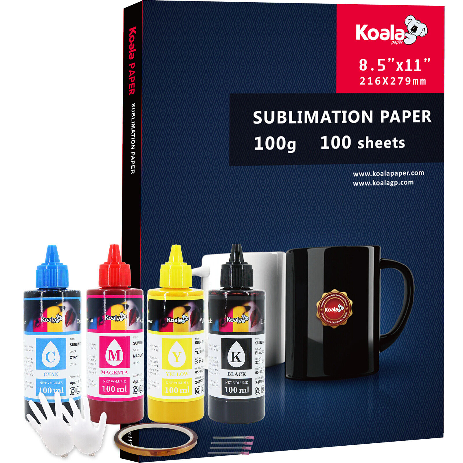 Bundle Koala Sublimation Paper 8.5x11 Slow Dry + 400ML Sublimation Ink for Epson