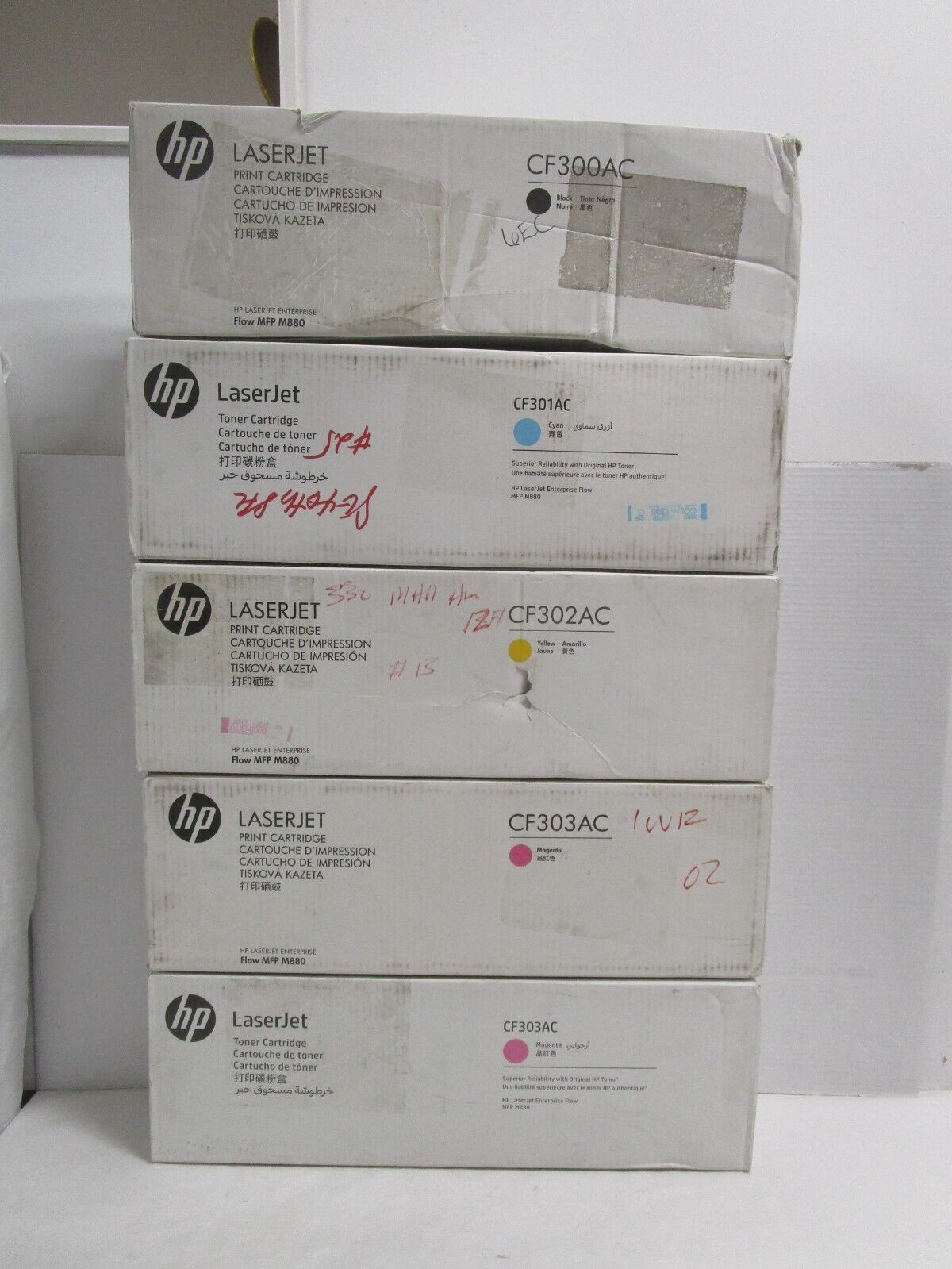 GENUINE HP 827A 1-CF300AC, 1-CF301AC, 1-CF302AC, 2-CF303AC TONERS NEW SEALED