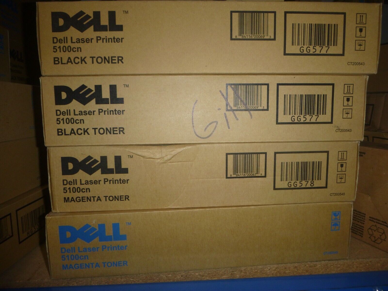 Dell 5100CN Laser Toner Cartridges Full Set of 4 Black TWO  Magenta TWO  New