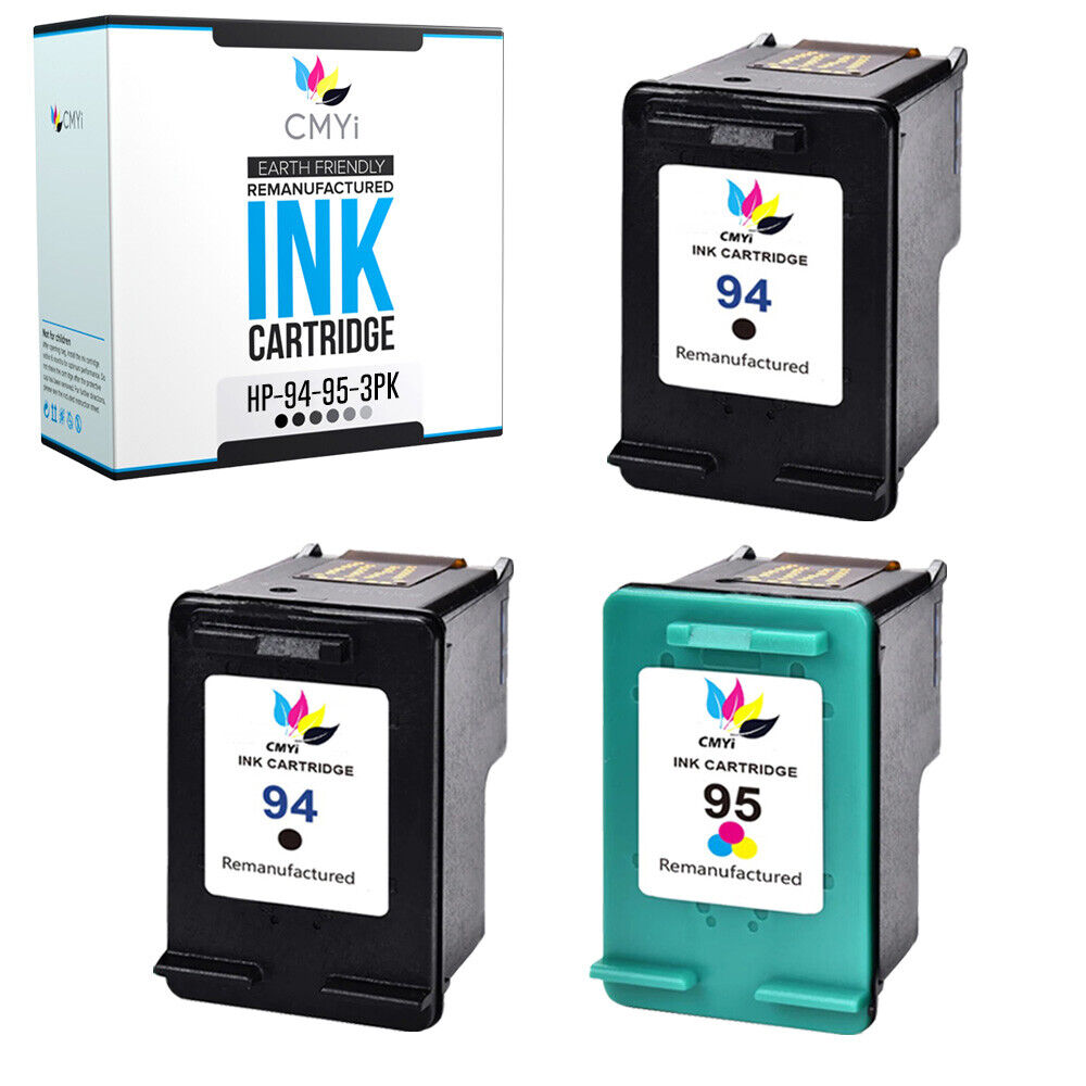 3 PK Ink Cartridges for HP 94 95 Replacement Black Tri-Color Combo fits Deskjet