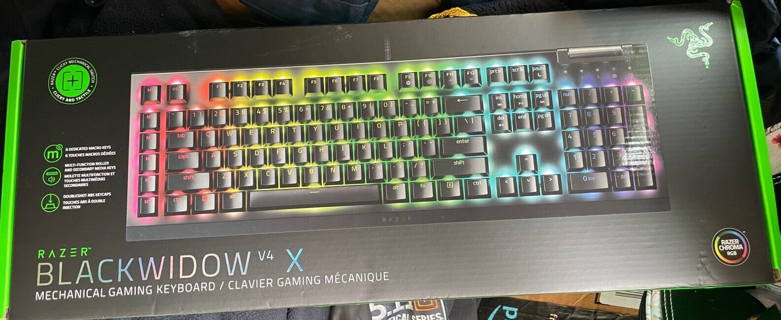 Razer BlackWidow V4 X Mechanical Gaming Keyboard w/ Green Switches & Chroma RGB
