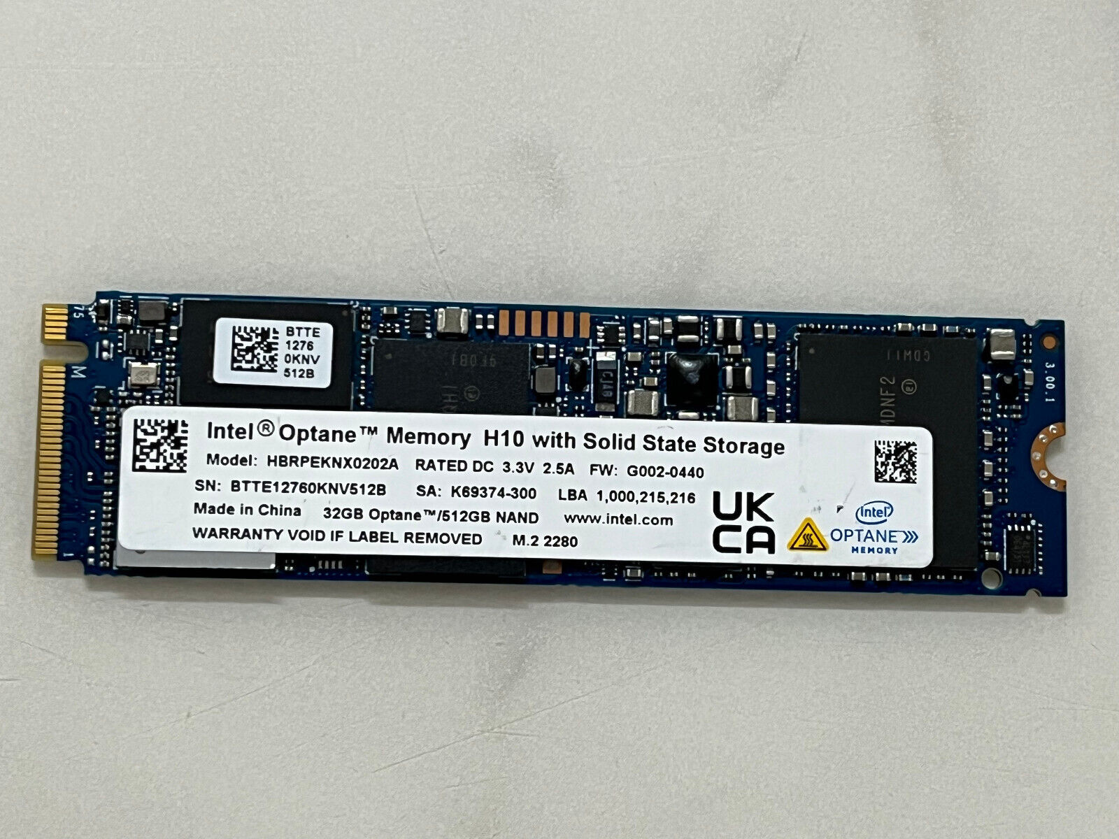 Intel Optane Memory H10 HBRPEKNX0202A 512GB+32GB NAND M.2 2280 Solid State Drive