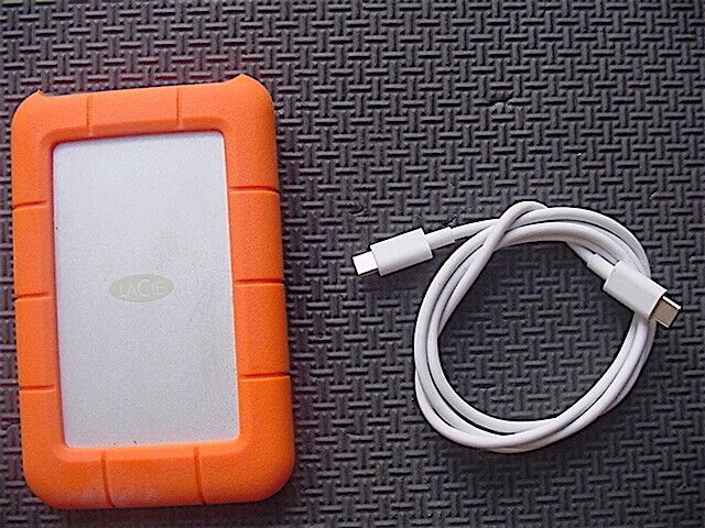 LaCie Rugged 2TB USB-C External HD with Cable_Tested Good