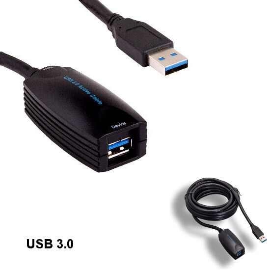 Lot10 Black 16' Super Speed Active Repeater USB 3.0 Cable 5Gbps Extension Data