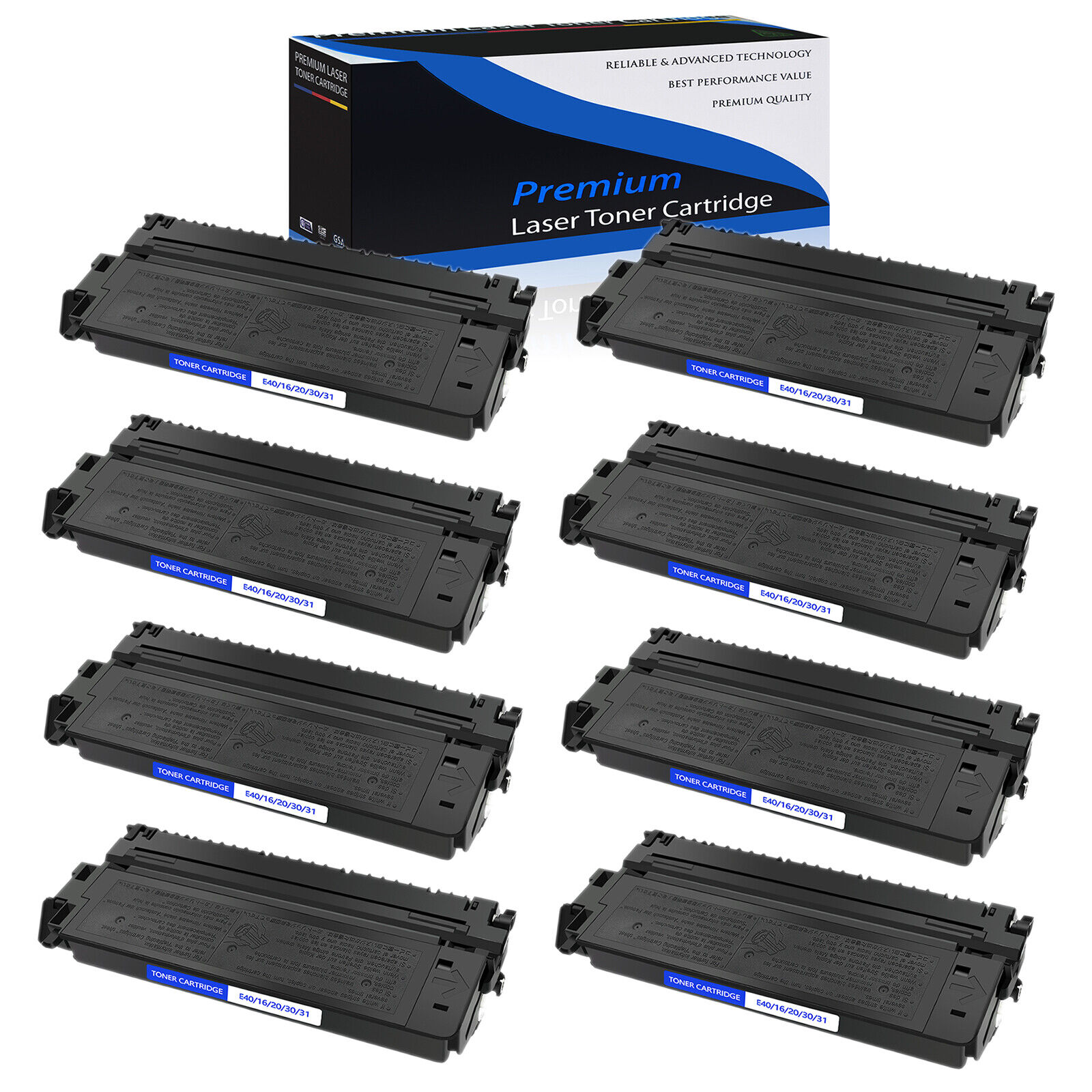 8 Pack E-40 Toner Cartridge 1491A002AA Black for Canon PC745 PC950 PC981 PC921